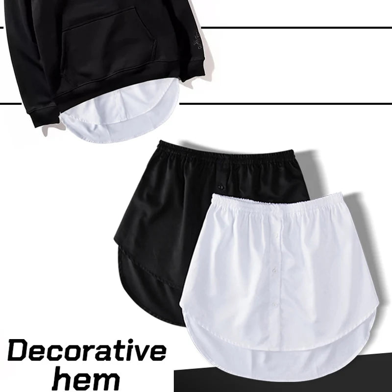 2pcs Women Fake Shirt Tail Irregular Skirt False Blouse Tail Hem Cotton Detachable Underskirt